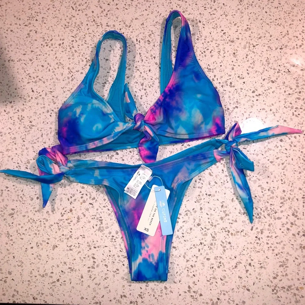 Cupshe Carmen Tie-Dye Self Tie Bikini - Picture 2 of 7